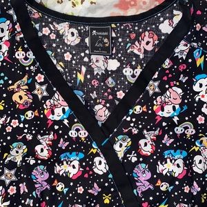 Koi TokiDoki Rainbow Unicorn scrub top